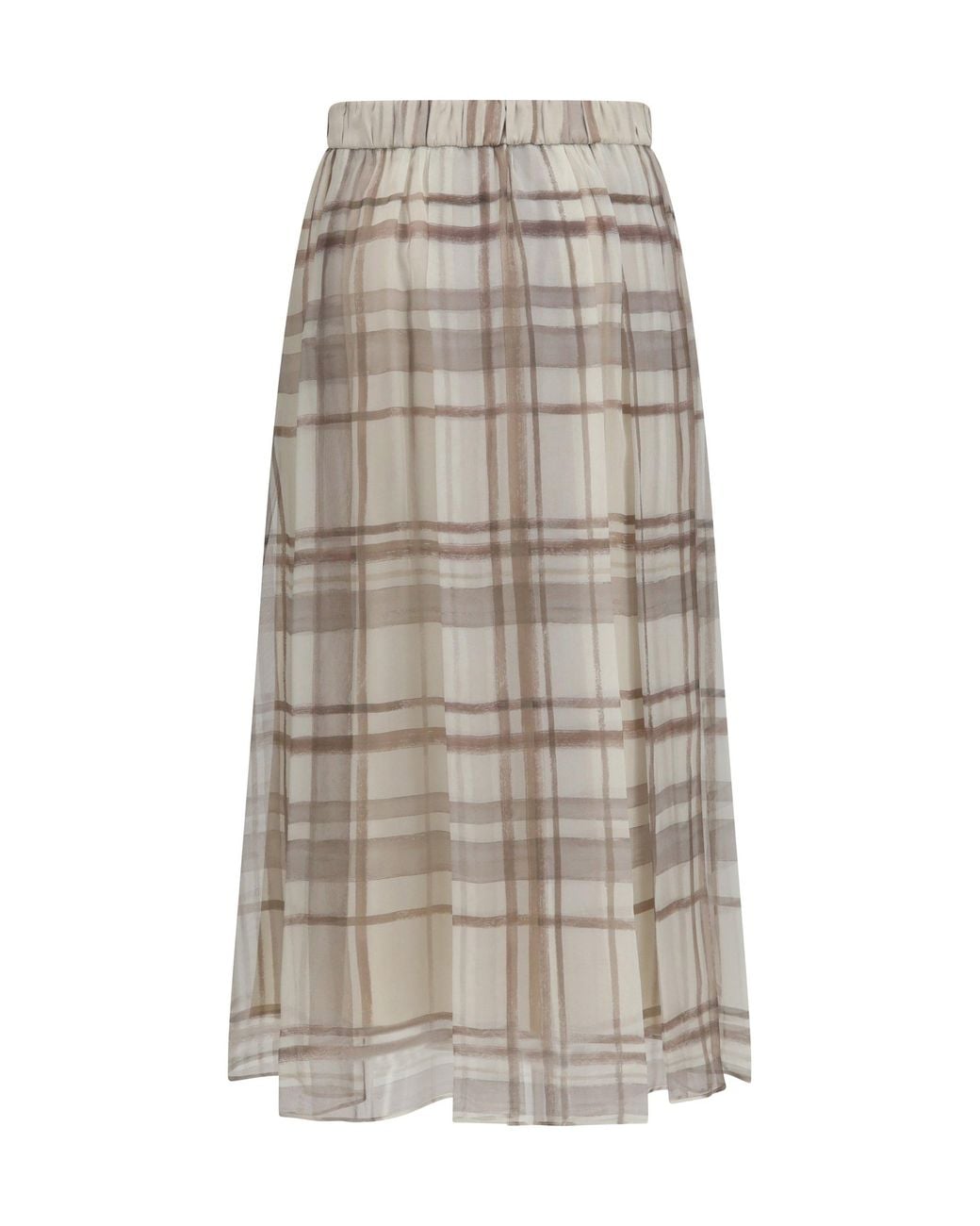 Brunello Cucinelli Gray Silk Midi Skirt Panama
