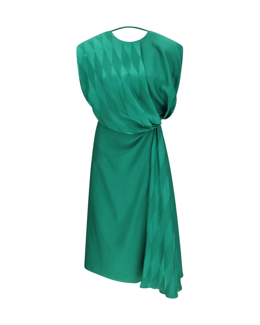 Versace Green Midi Silk Dress With Twist Detail
