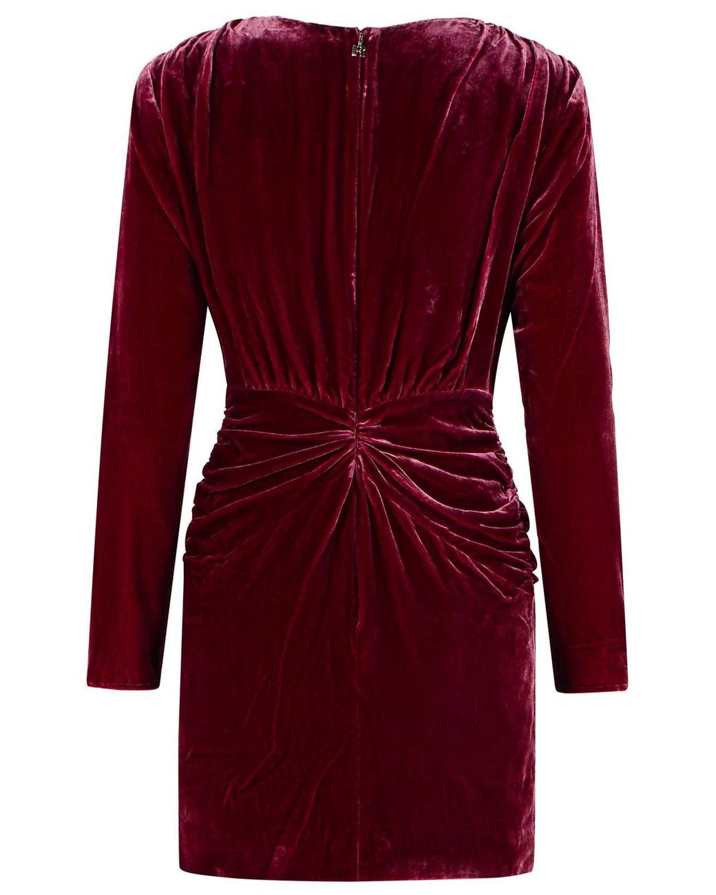 ROTATE BIRGER CHRISTENSEN Red Burgundy Draped Velvet Mini Dress