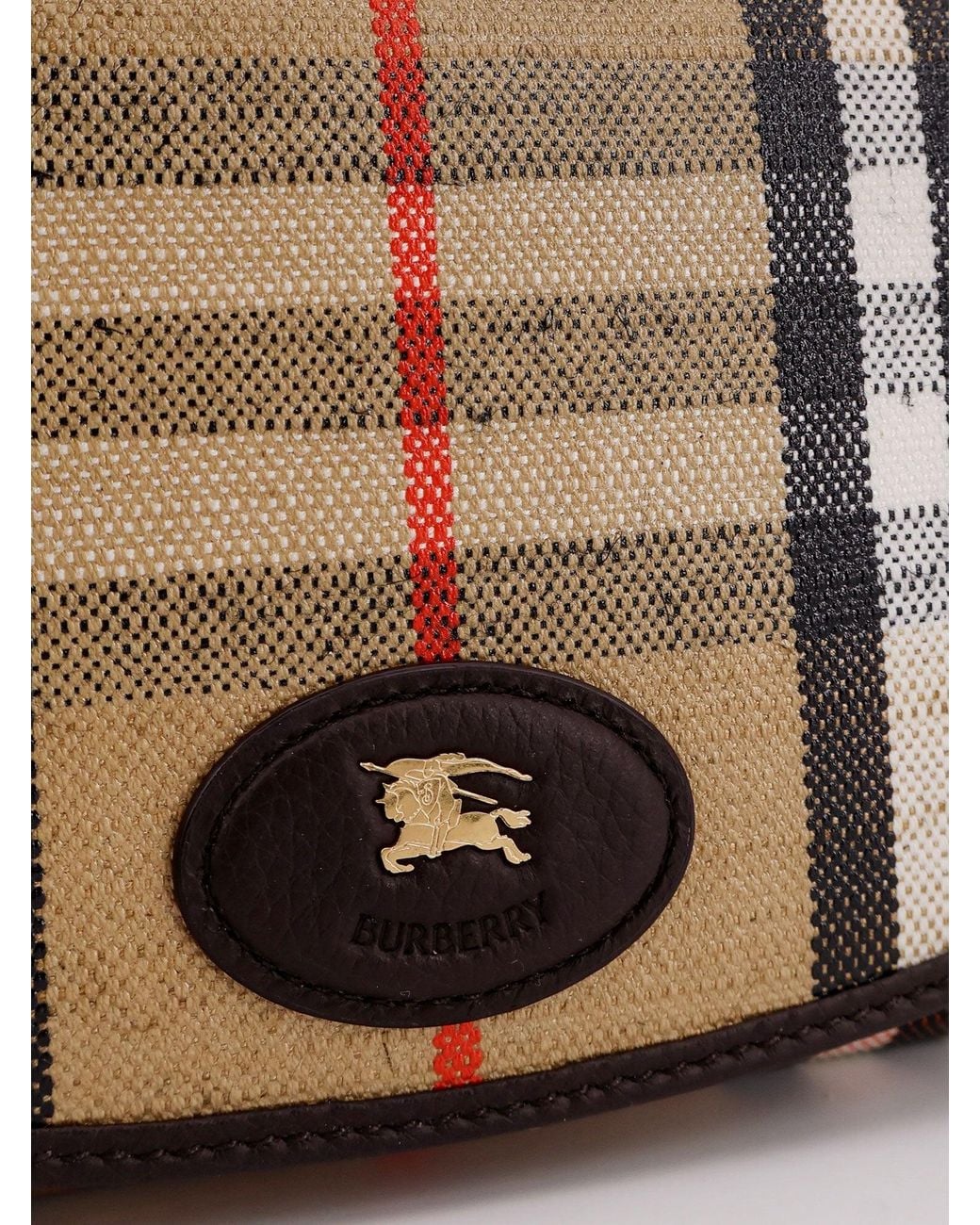Burberry White Waxed Canvas Shoulder Bag With Check Motif