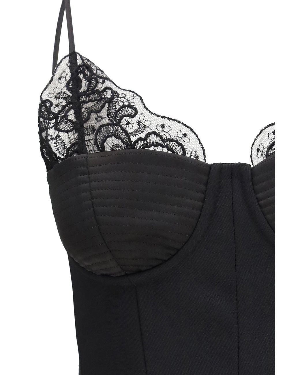Nissa Black Wool-Blend Lace Top
