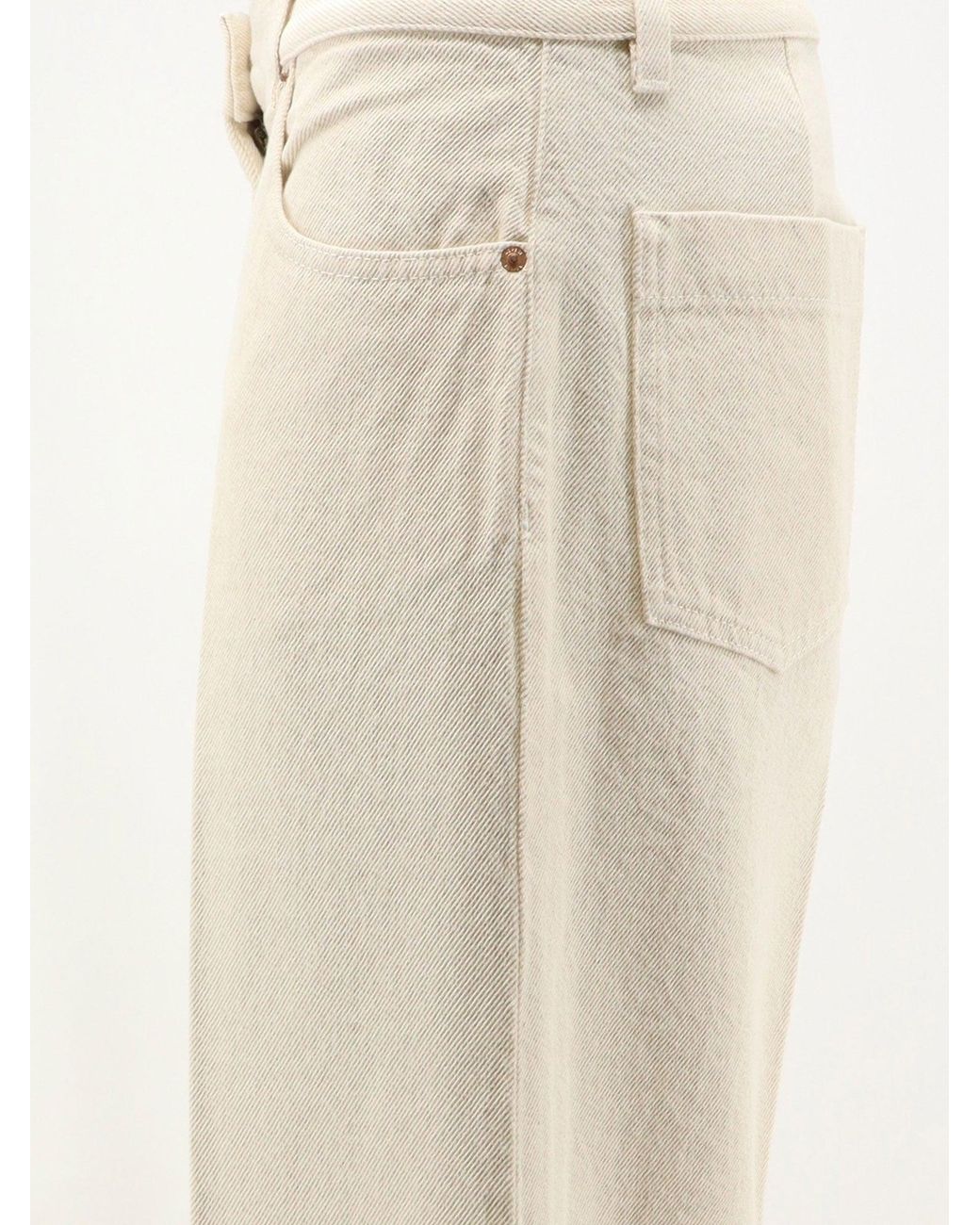 Aspesi Natural Denim Trousers With Back Logo Patch