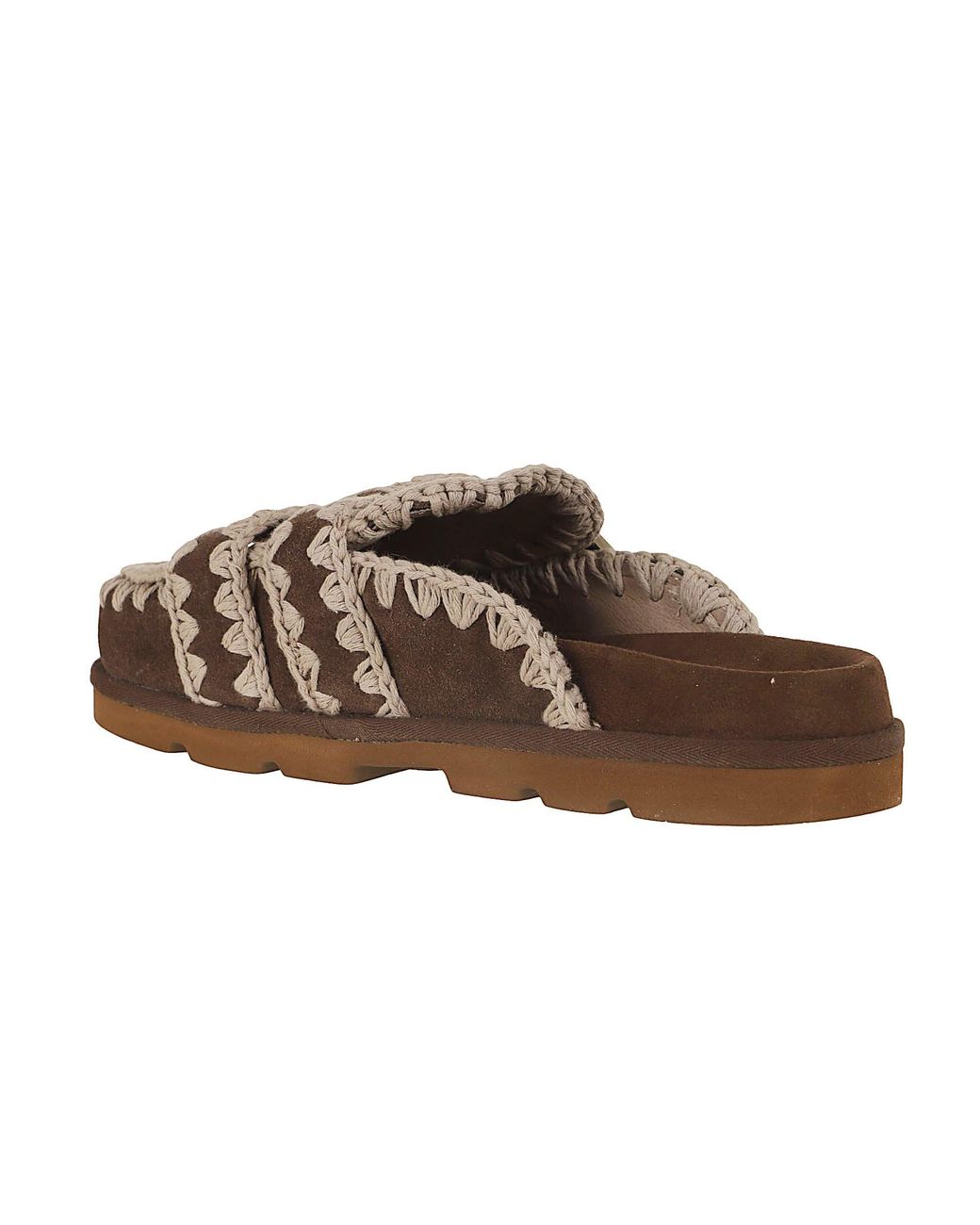 Mou Brown Low-Cut Suede Clogs With Double Buckle Closure