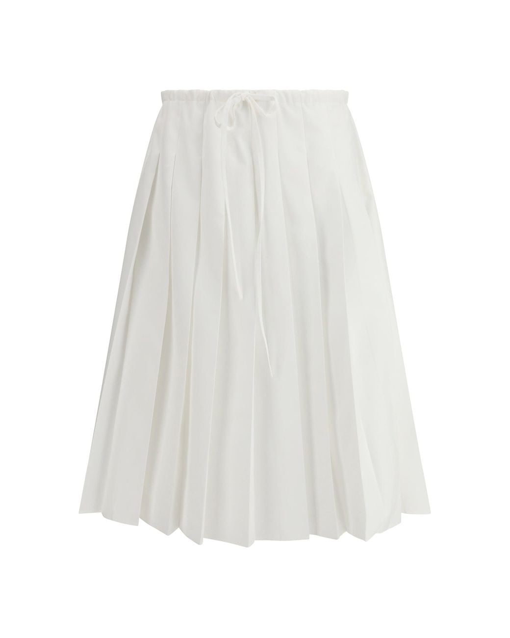 Prada White Pleated Jersey Skirt