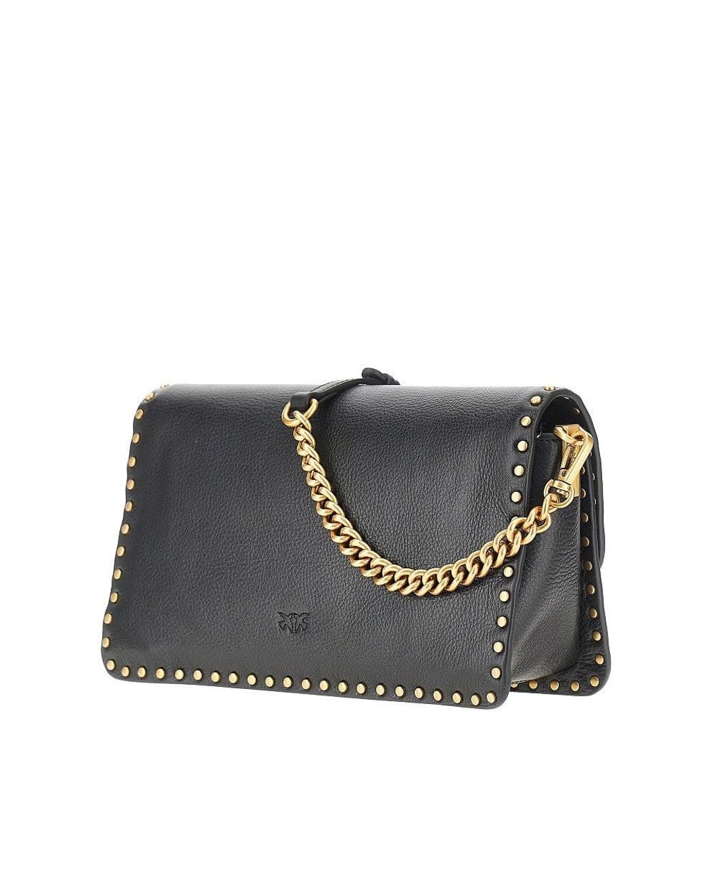 Pinko Black 'Love One Slouchy' Leather Bag With Studs