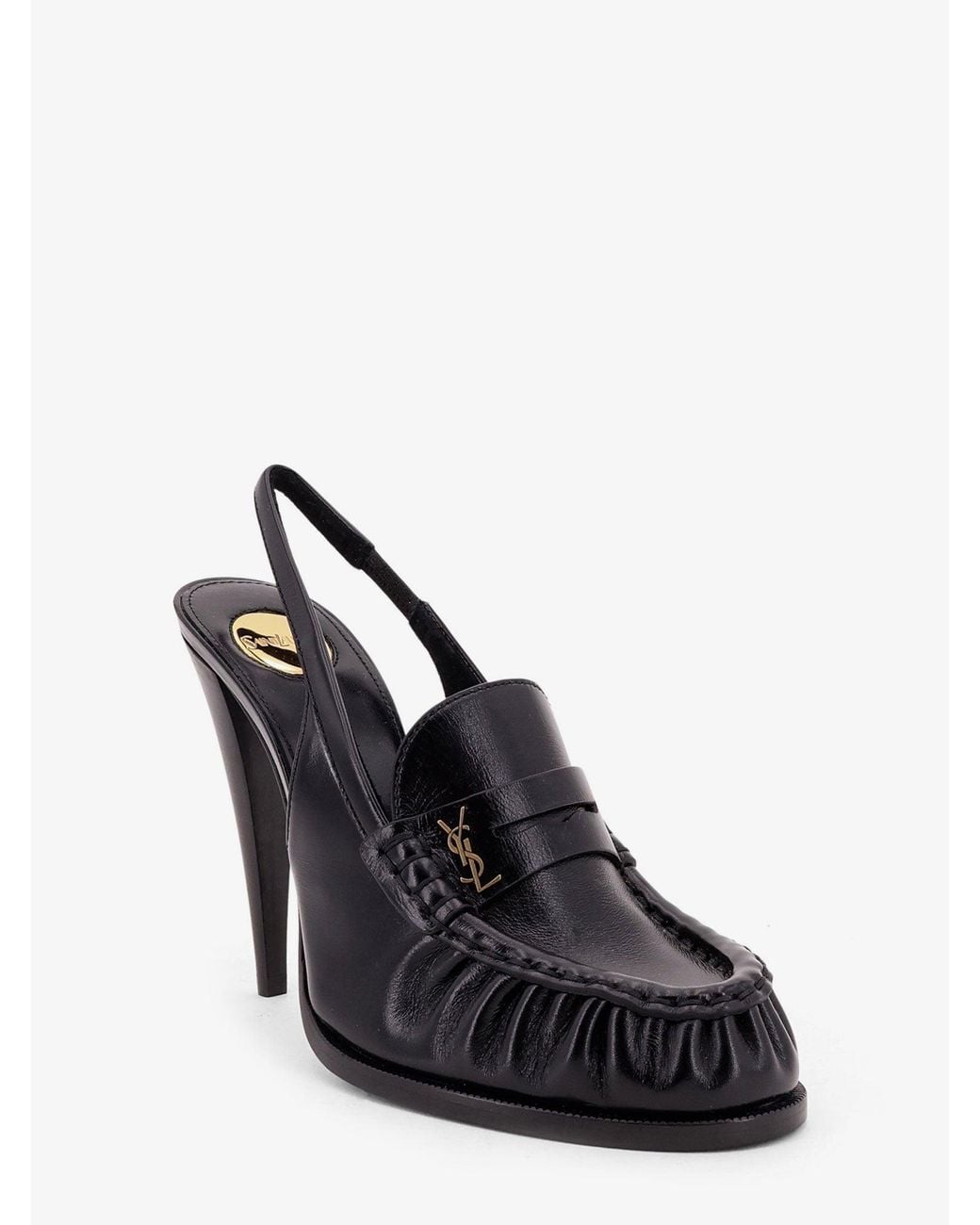 Saint Laurent Black Le Loafer 110 Pumps With Metal Cassandre Logo