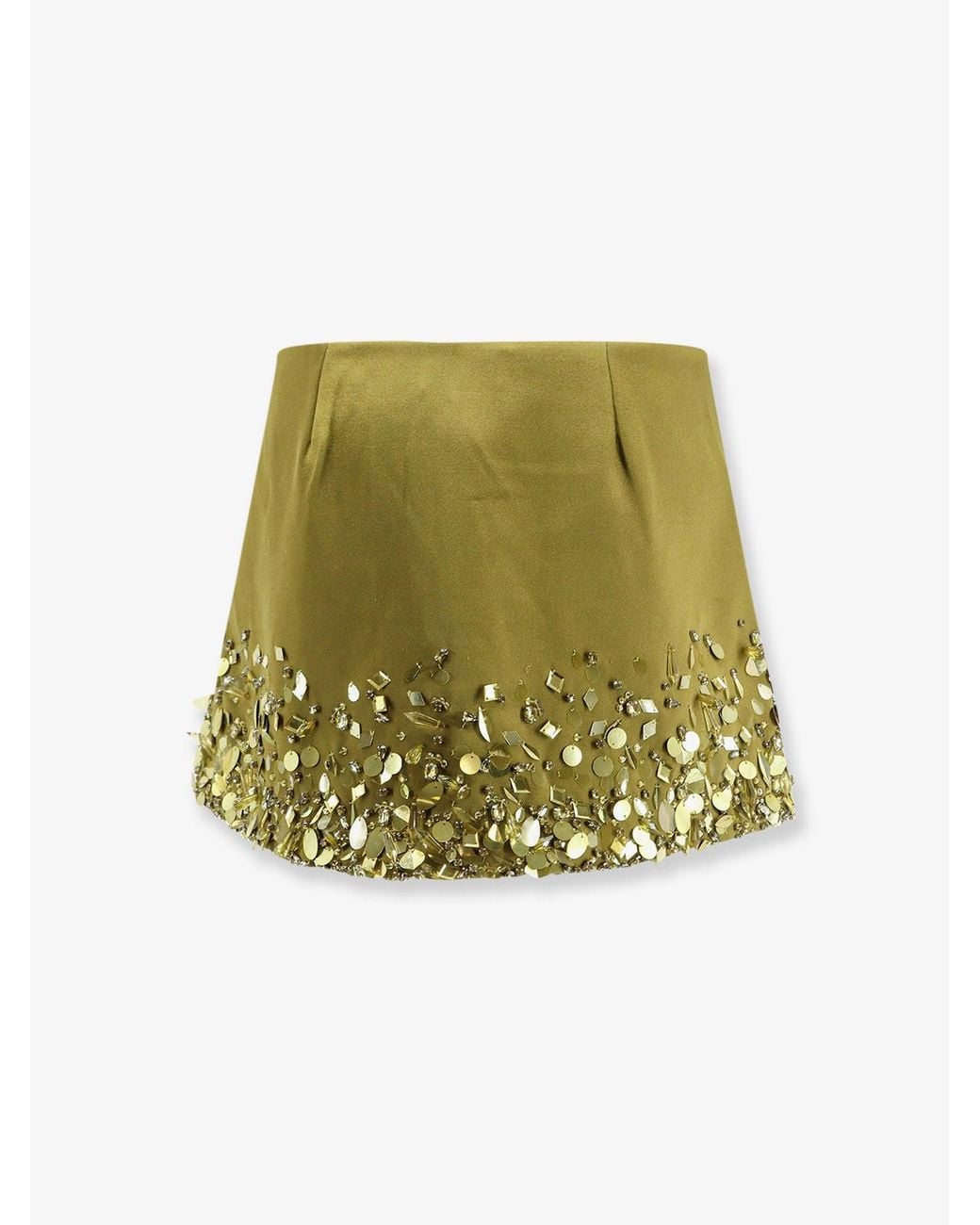 retroféte Green Mini Skirt With Sequins And Rhinestones