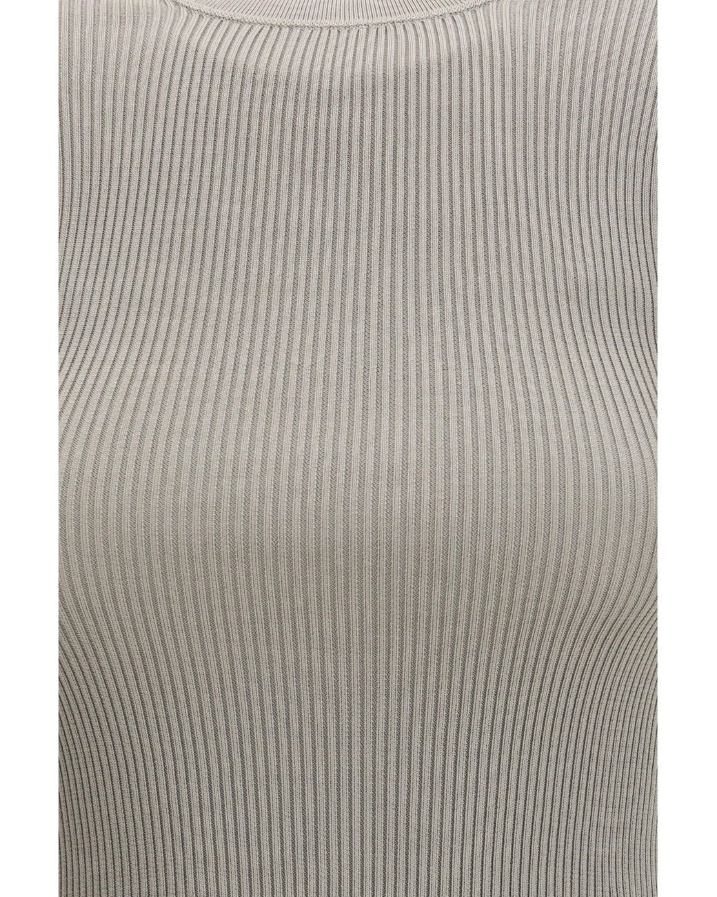 Rier Gray Short-Sleeve Ribbed T-Shirt