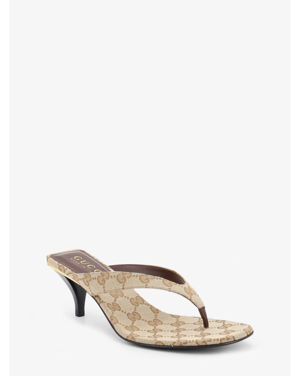 Gucci Natural Vittoria Gg Fabric Flip-Flops Sandals