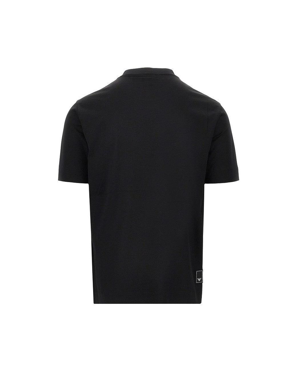 Emporio Armani Black Lyocell And Cotton Blend T-Shirt With Logo for men