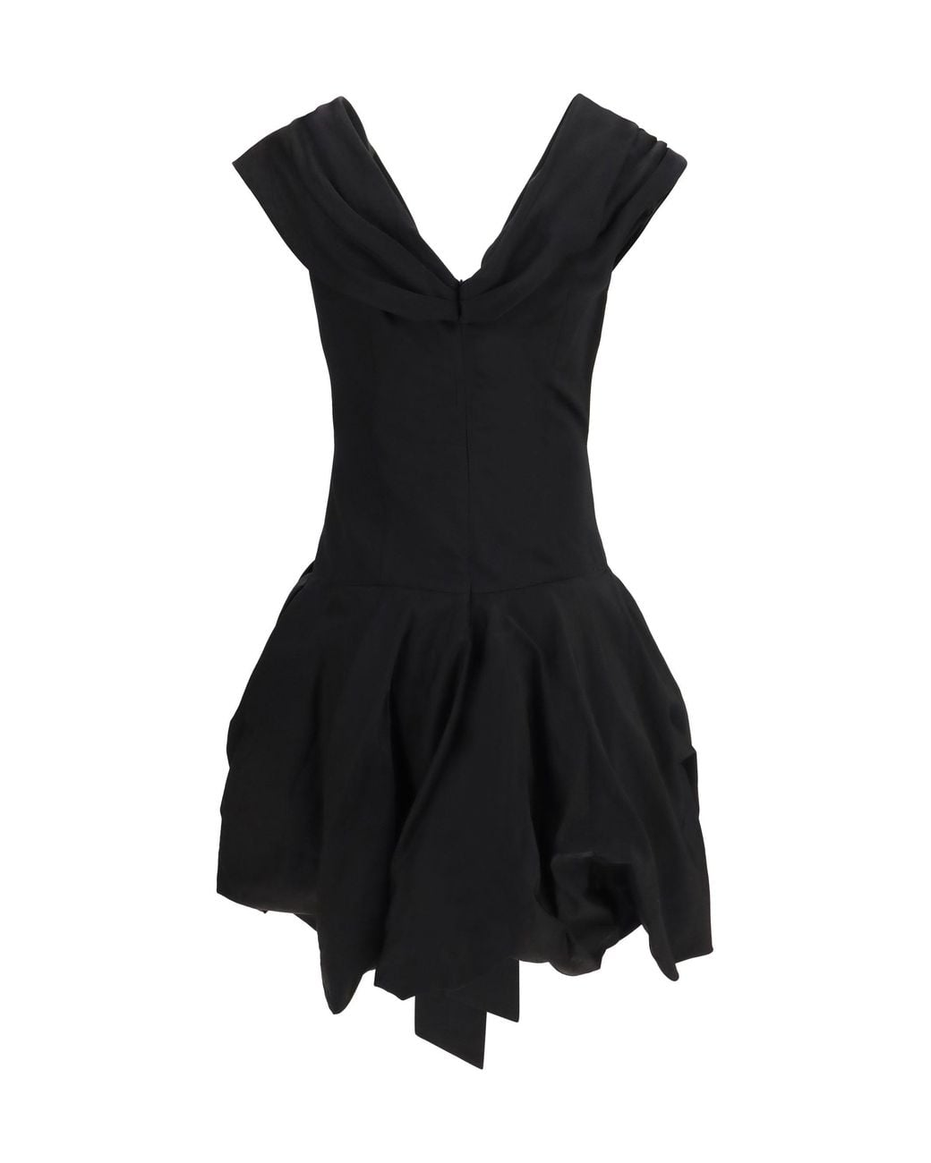 Magda Butrym Black Midi Dress With Draped Shawl Collar