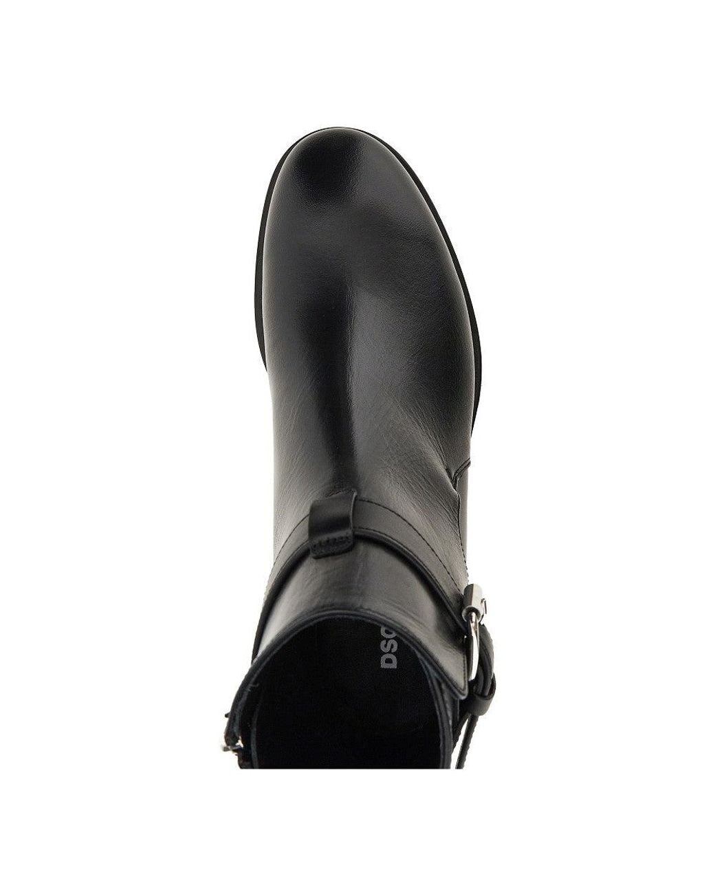 DSquared² Black Leather Boots With Debossed Logo for men
