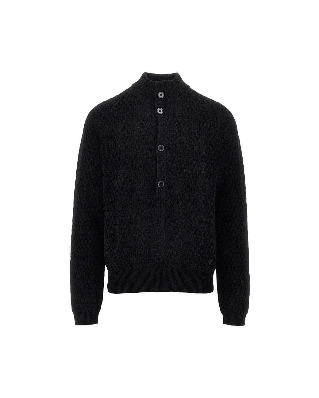 Emporio Armani Black Virgin Wool-Blend Sweater for men