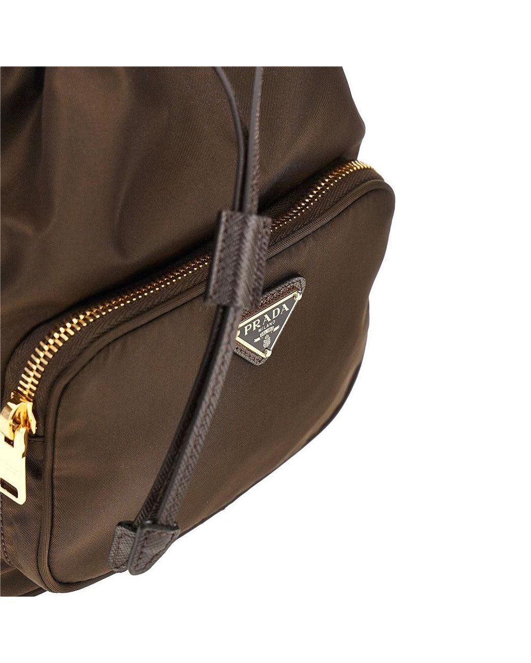 Prada Brown Re-Nylon Duet' Bucket Bag