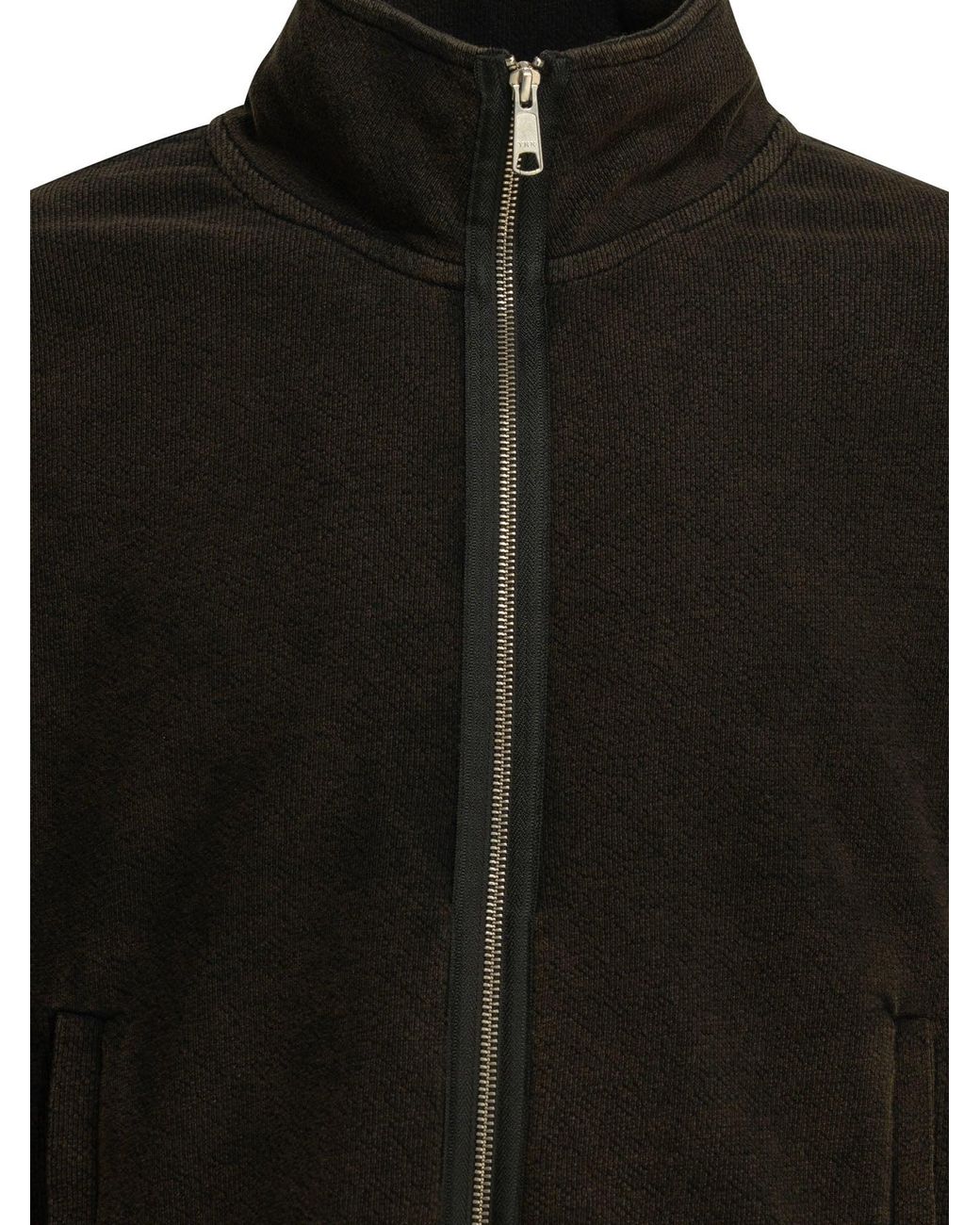 mfpen Black Covet Zippered Organic Cotton Sweater for men