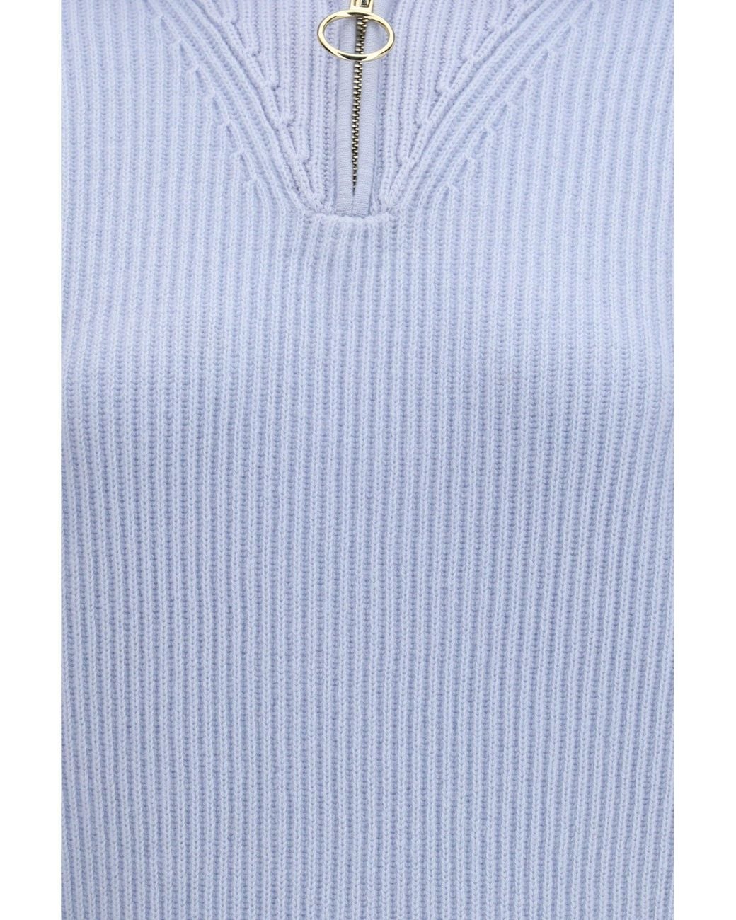 Forte_forte Blue Forte_Forte Wool And Cashmere Half Zip Sweater