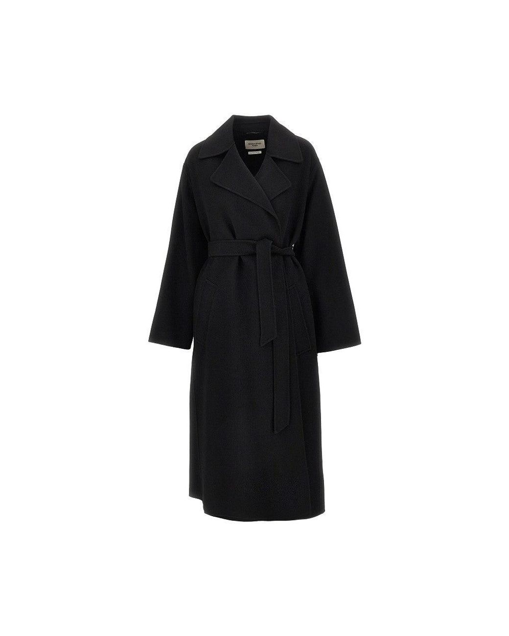 Weekend by Maxmara Blue Wool-Blend Robe Coat With Belt