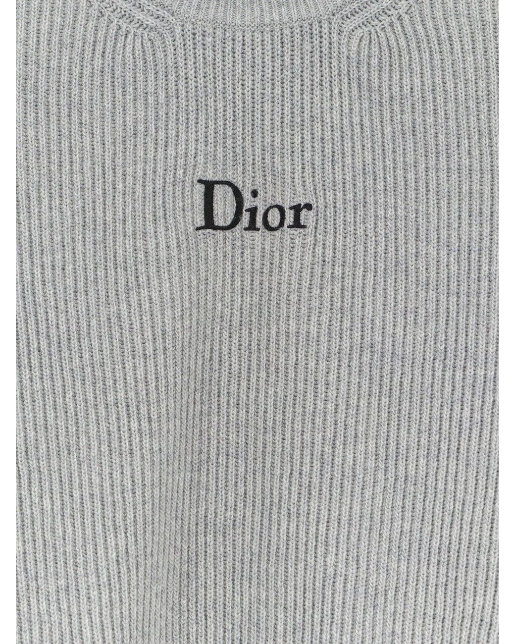 Dior Gray Ribbed Wool Cashmere Sweater
