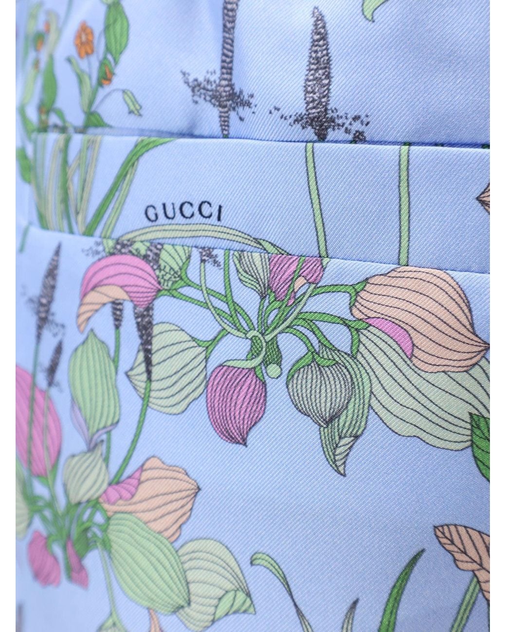 Gucci Blue Printed Silk Shorts