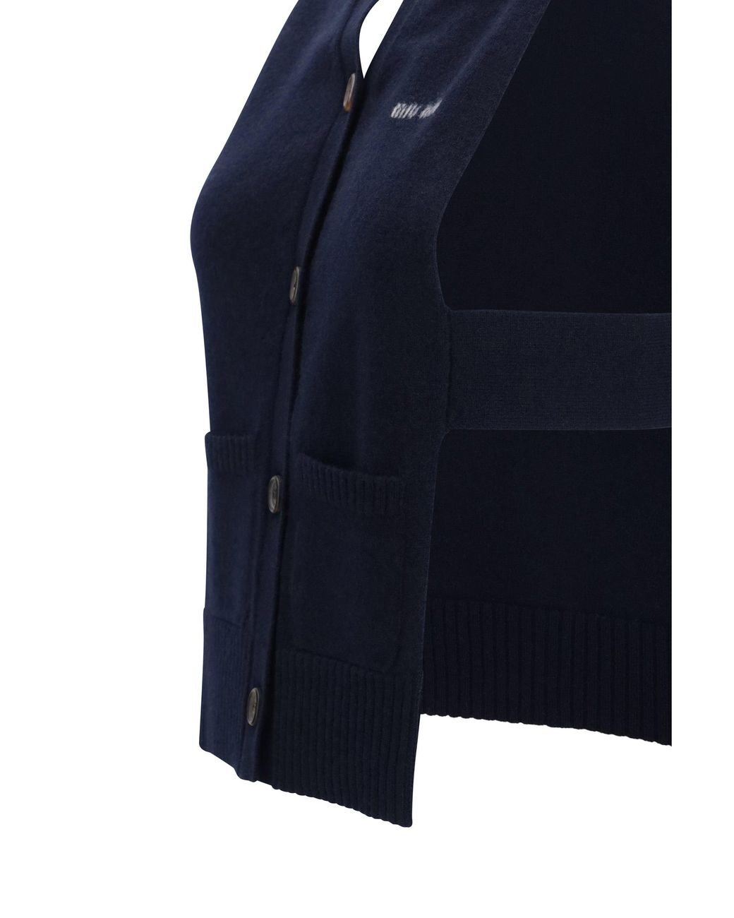 Miu Miu Blue Cashmere Cardigan Vest