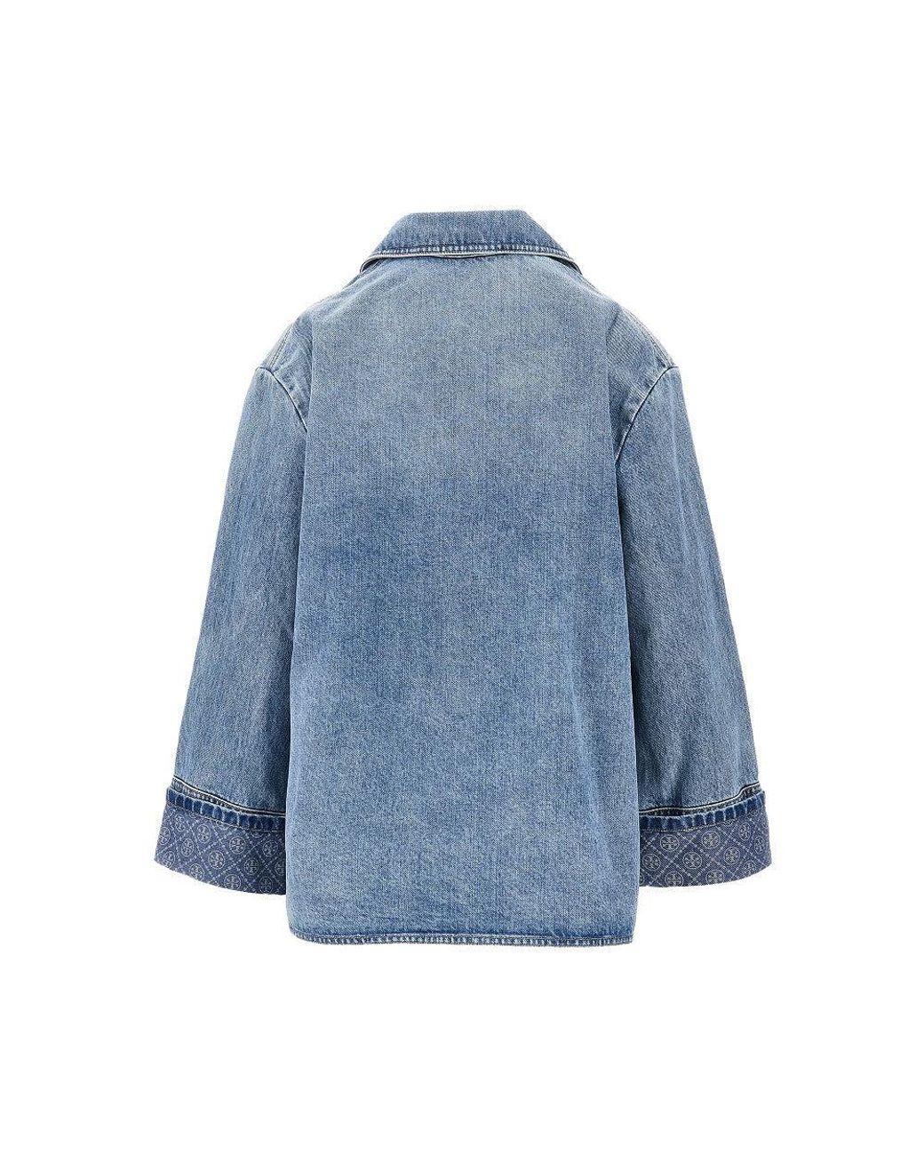 Tory Burch Blue Denim Jacket With T Monogram Motif