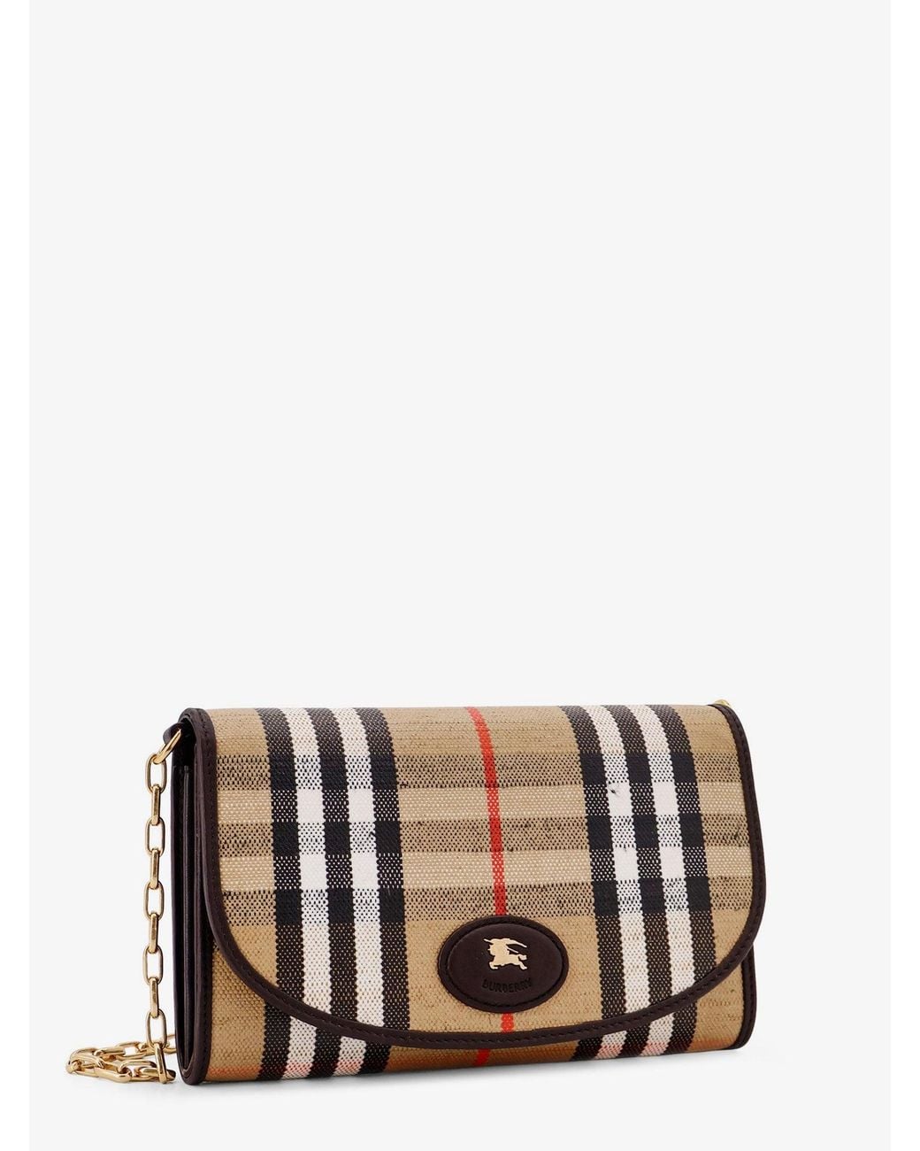 Burberry White Waxed Canvas Shoulder Bag With Check Motif