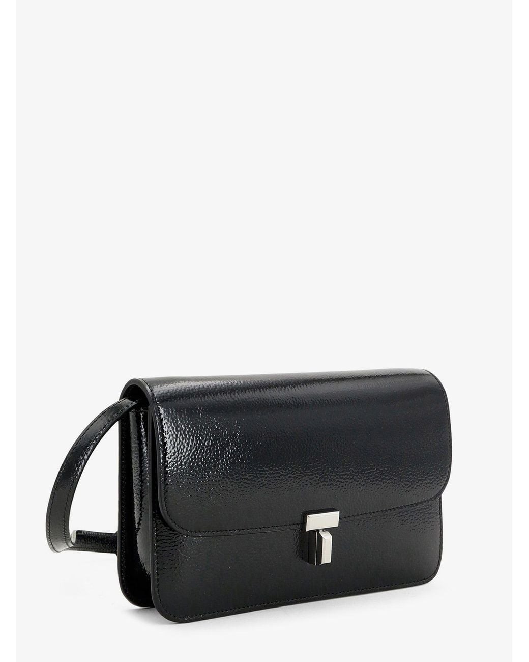 Totême  Black Patent T-Lock Crossbody Bag
