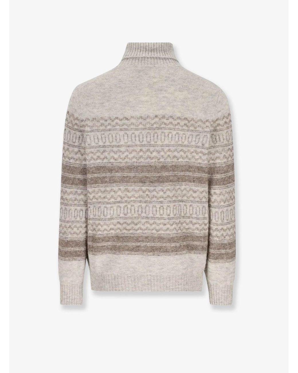 Brunello Cucinelli White Nordic Jacquard Alpaca, Cashmere And Wool Blend Sweater for men
