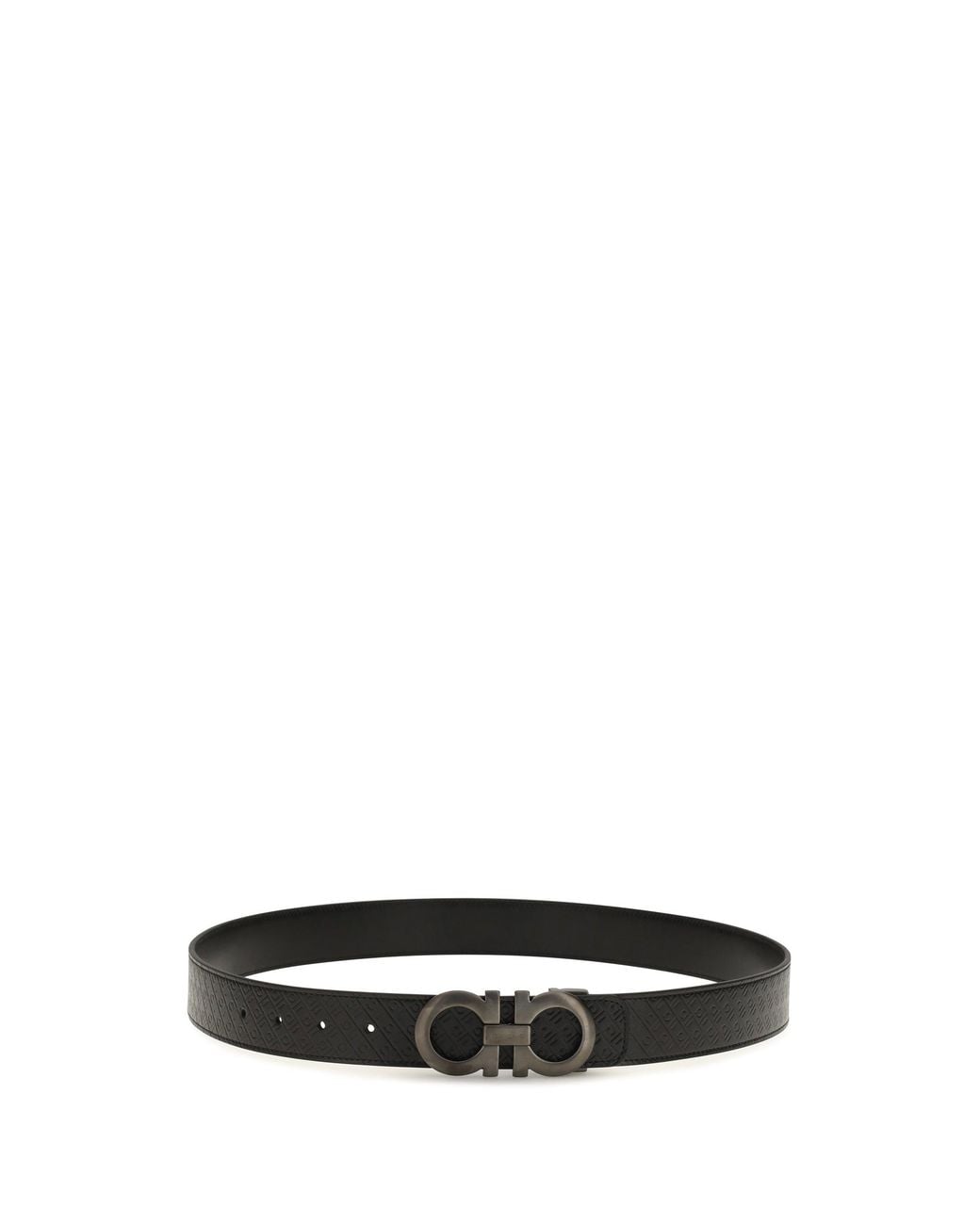 Ferragamo Black Reversible Gancini Leather Belt for men