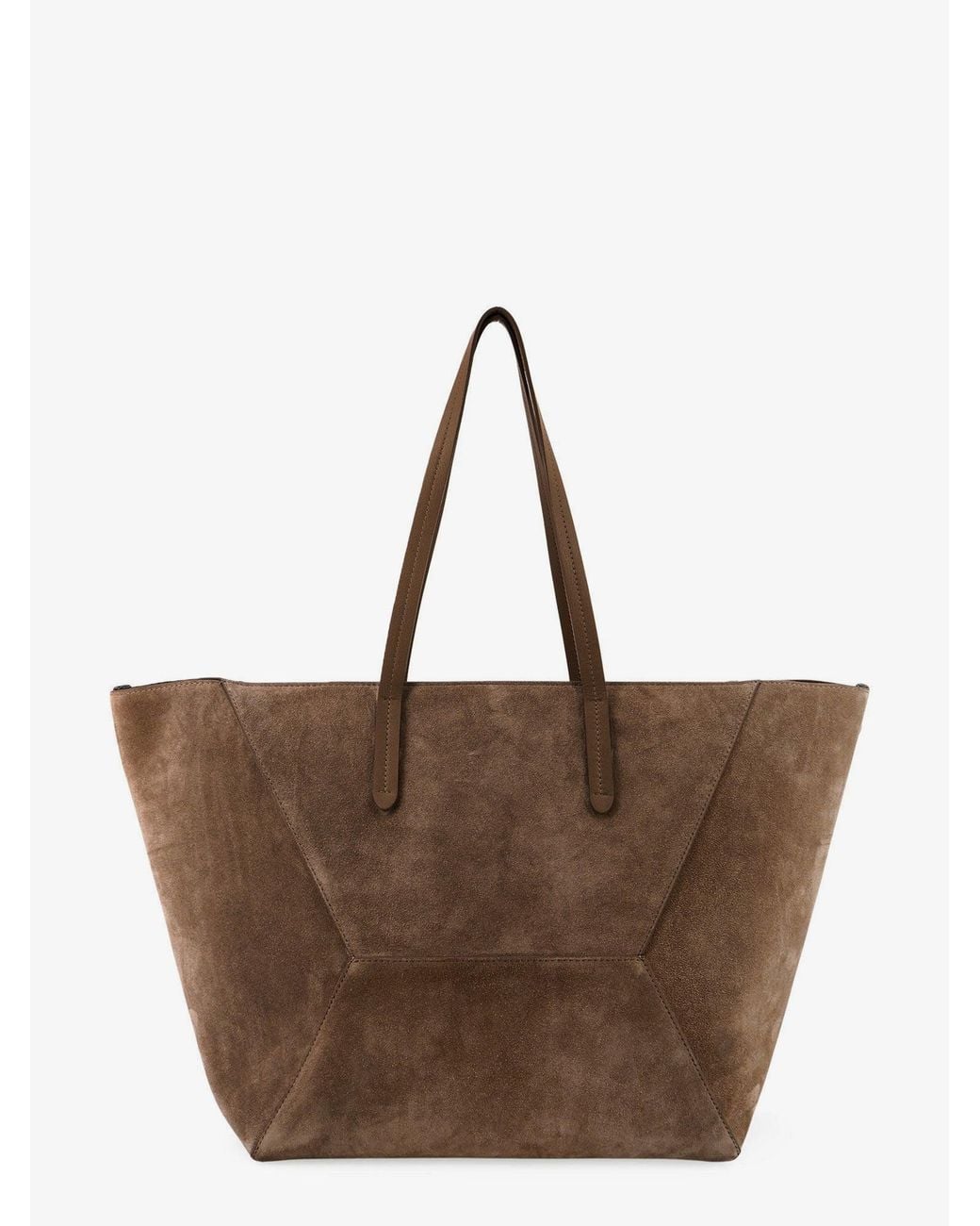 Brunello Cucinelli Brown Bc Duo Suede Shoulder Bag With Engraved Logo