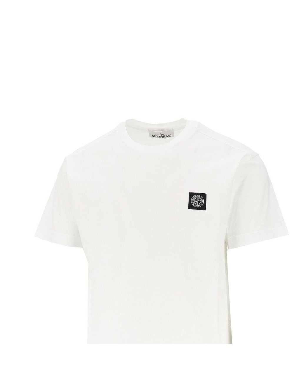Stone Island White Compass Rose Logo Patch T-Shirt for men