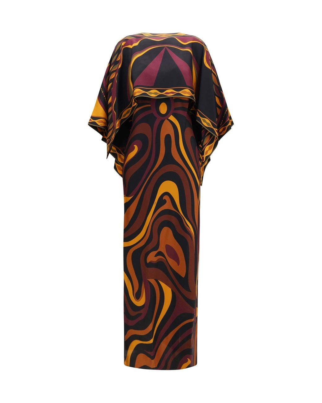 Emilio Pucci Metallic Silk Dress With Shoulder Cape Bordeaux