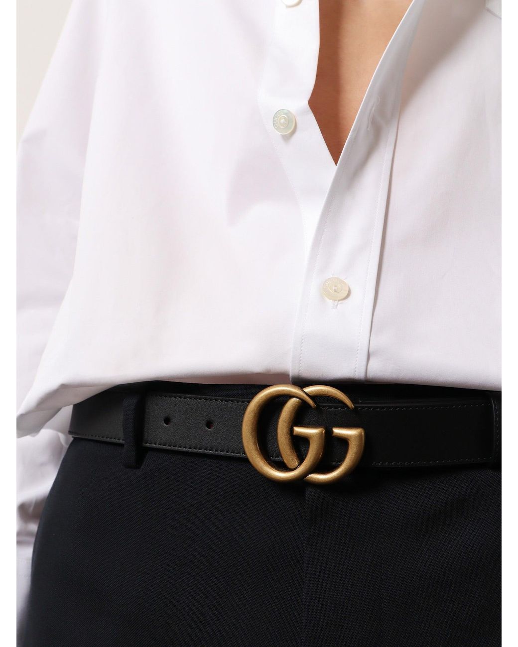 Gucci White Leather Belt for men