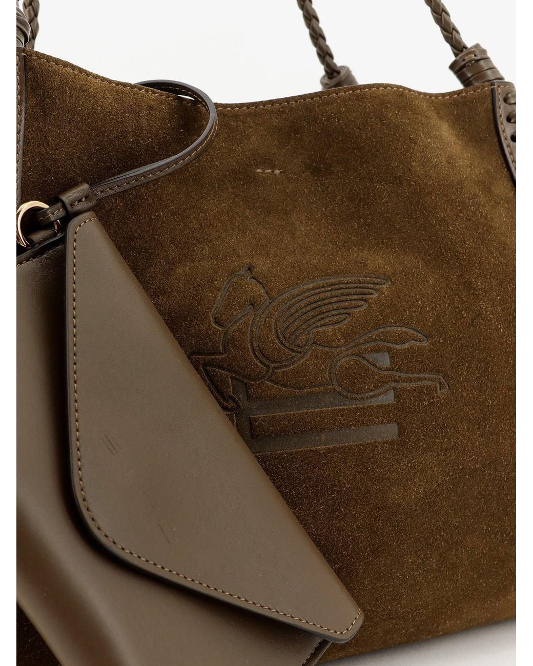 Etro Brown Libra S Arnica Suede Shopping Bag