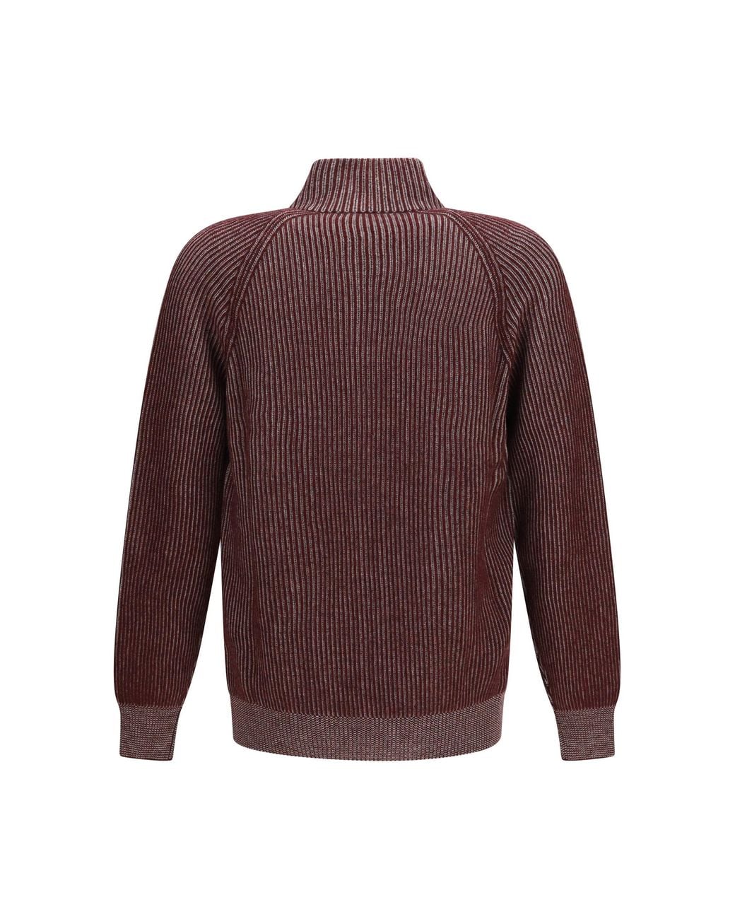 Brunello Cucinelli Purple Vanisé Cashmere Rib-Knit Zip Cardigan for men