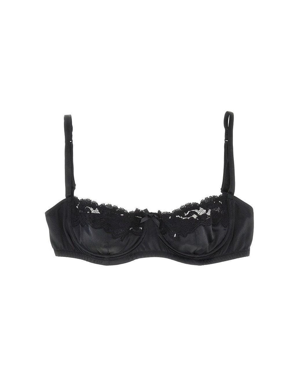 Dolce & Gabbana Black Satin And Lace Balconette Bra