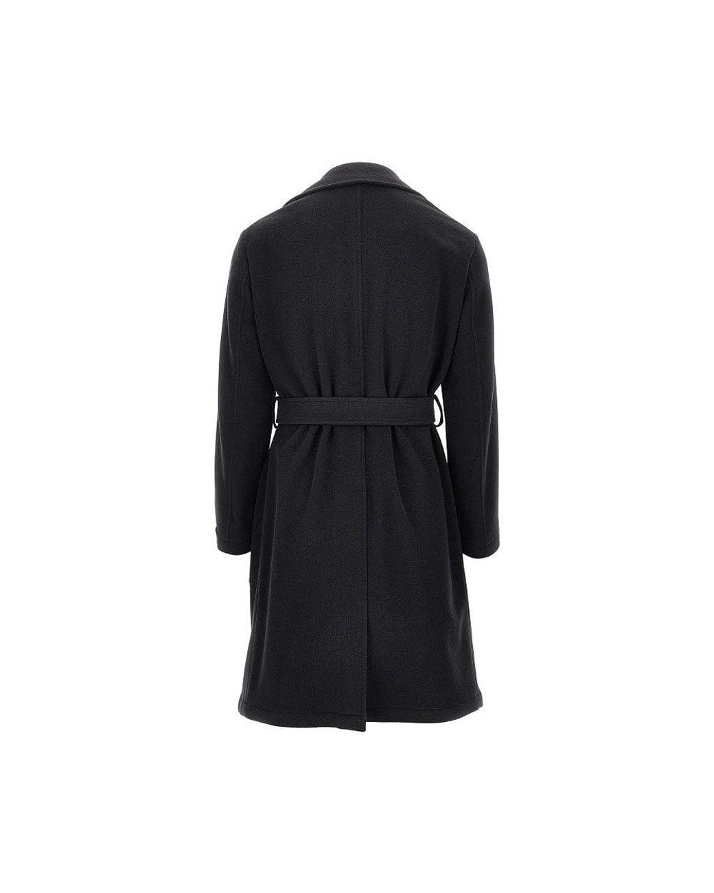 BRERAS Milano Black Wool Cloth Coat With Belt for men