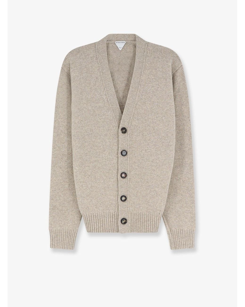 Bottega Veneta White Cashmere Blend Cardigan With Intreccio Patch for men