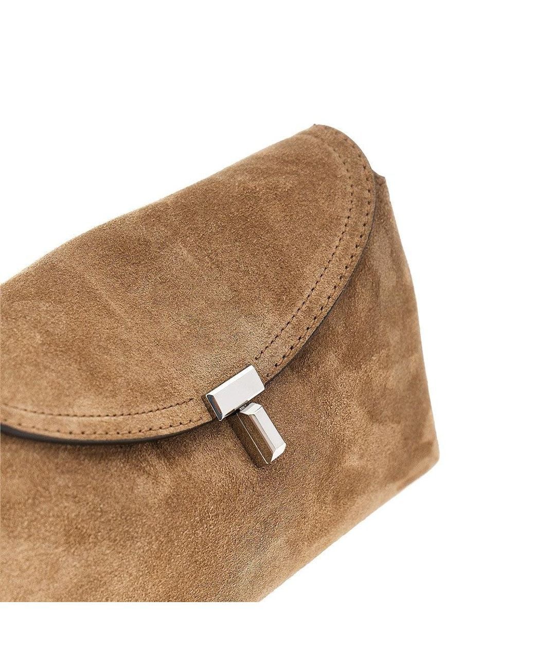 Totême  Natural Suede Leather 'T-Lock' Clutch