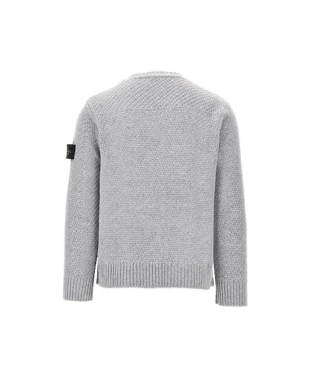 Stone Island Gray Lambswool Crewneck Sweater for men