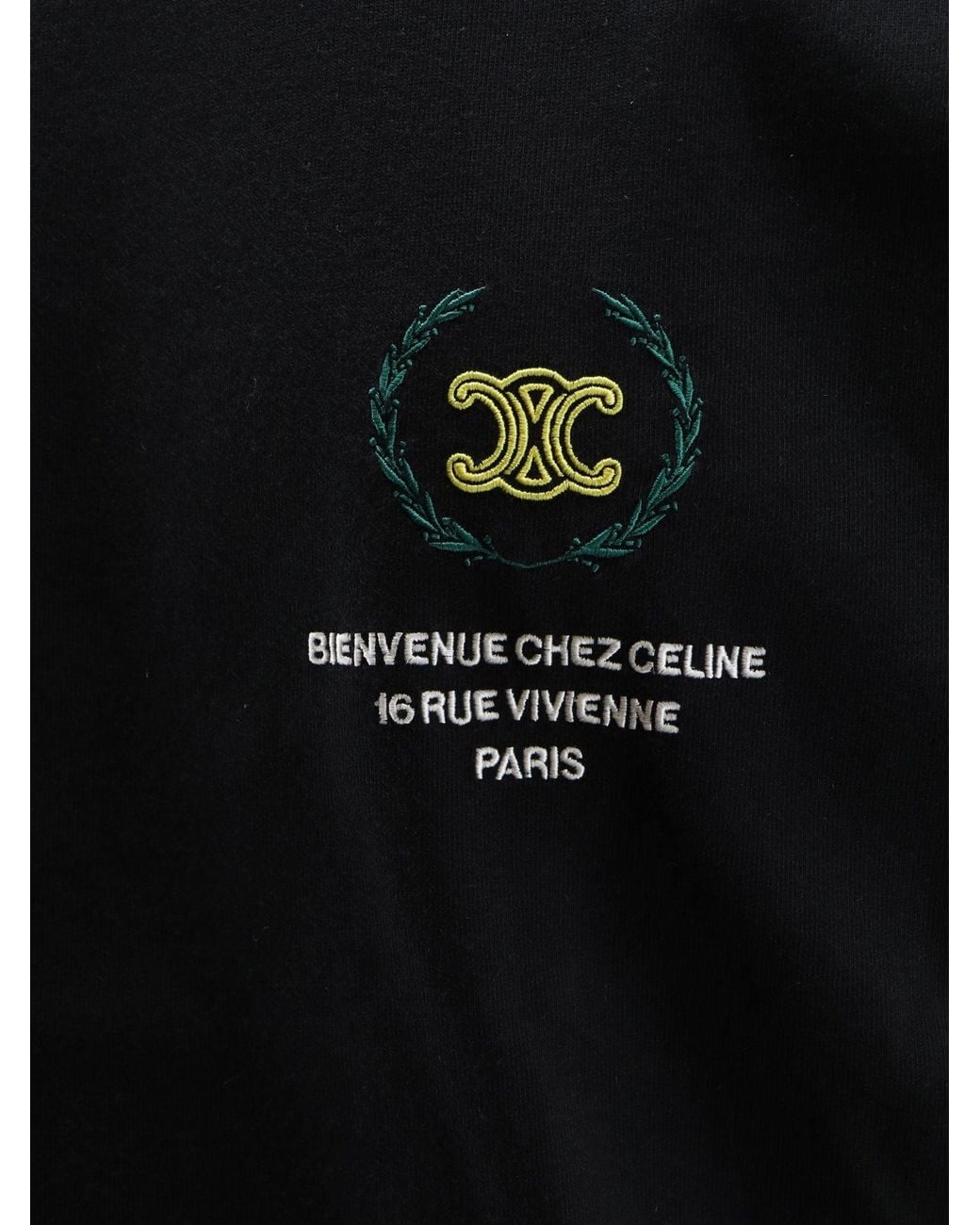 Céline Black Cotton T-Shirt With Iconic Embroidery for men