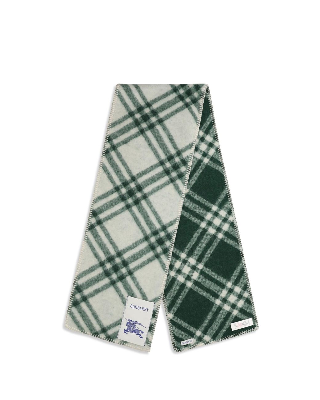 Burberry Green Check Wool Scarf for men