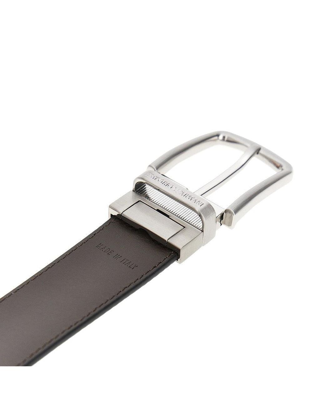 Emporio Armani Black Reversible Leather Belt With Logo for men