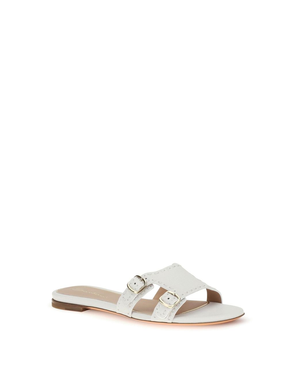 Santoni White Low Leather Sandals
