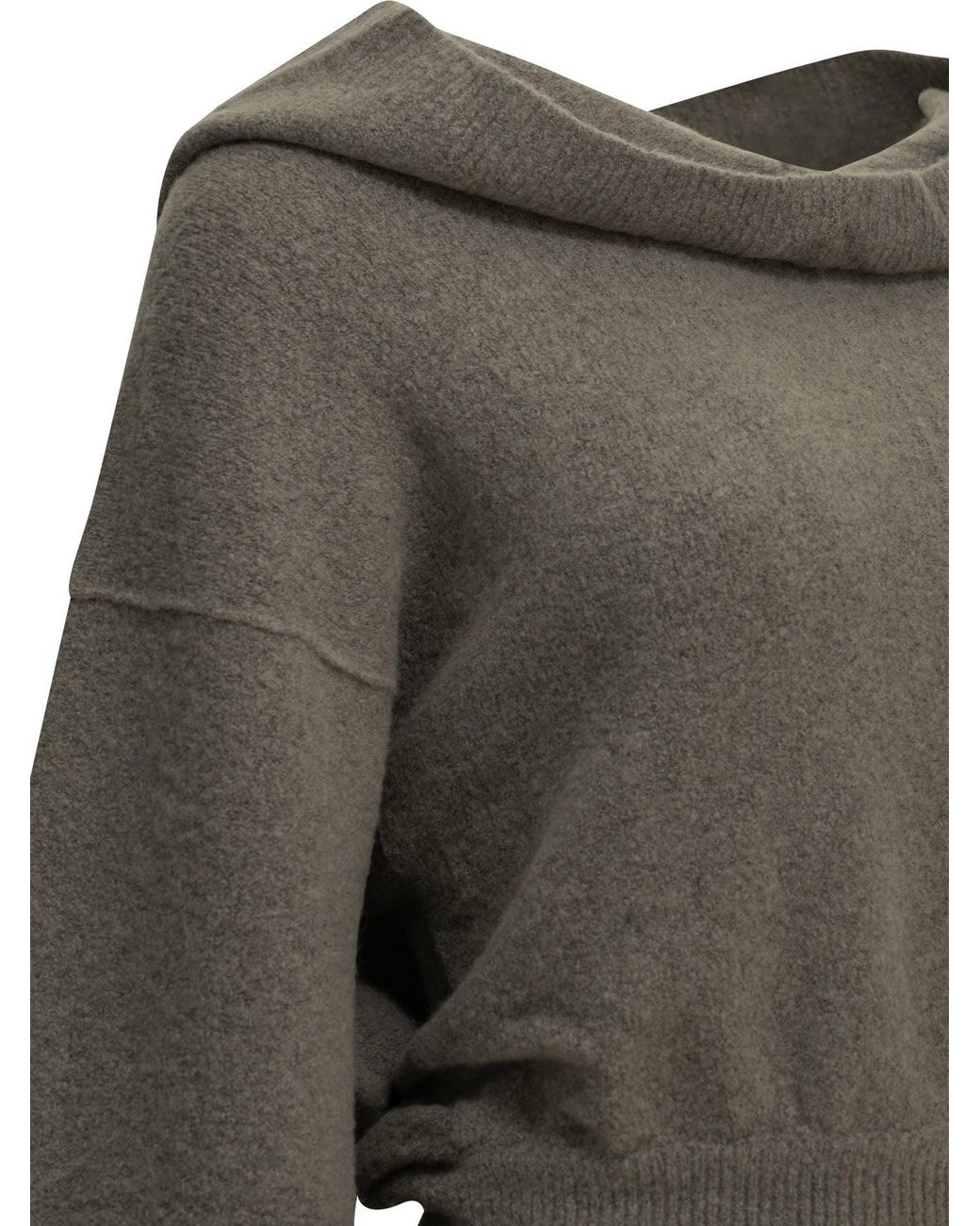 Rick Owens Green Cashmere-Blend Hooded Sweater