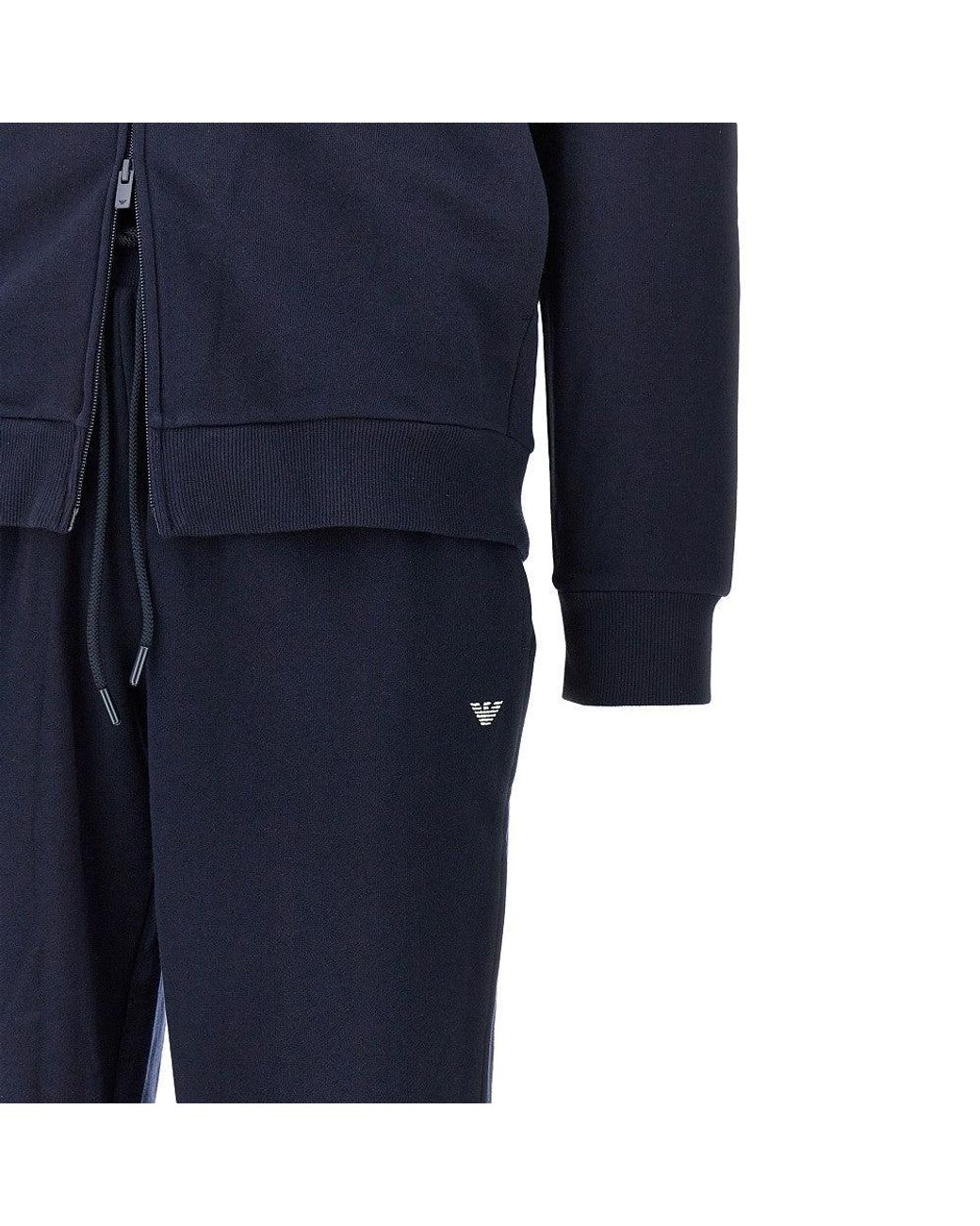 EA BODYWEAR Blue Cotton Tracksuit With Embroidery for men