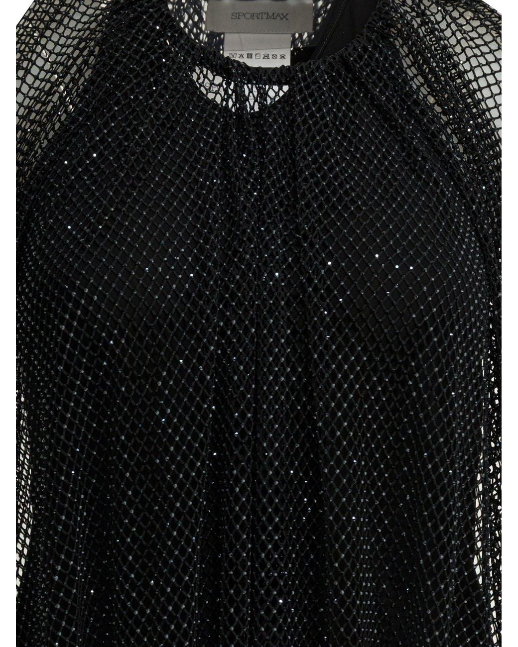 Max Mara Black Sleeveless Mesh Top Tops