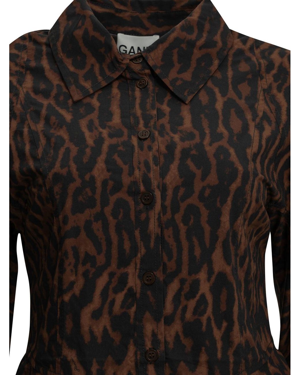 Ganni Black Leopard Short Dress