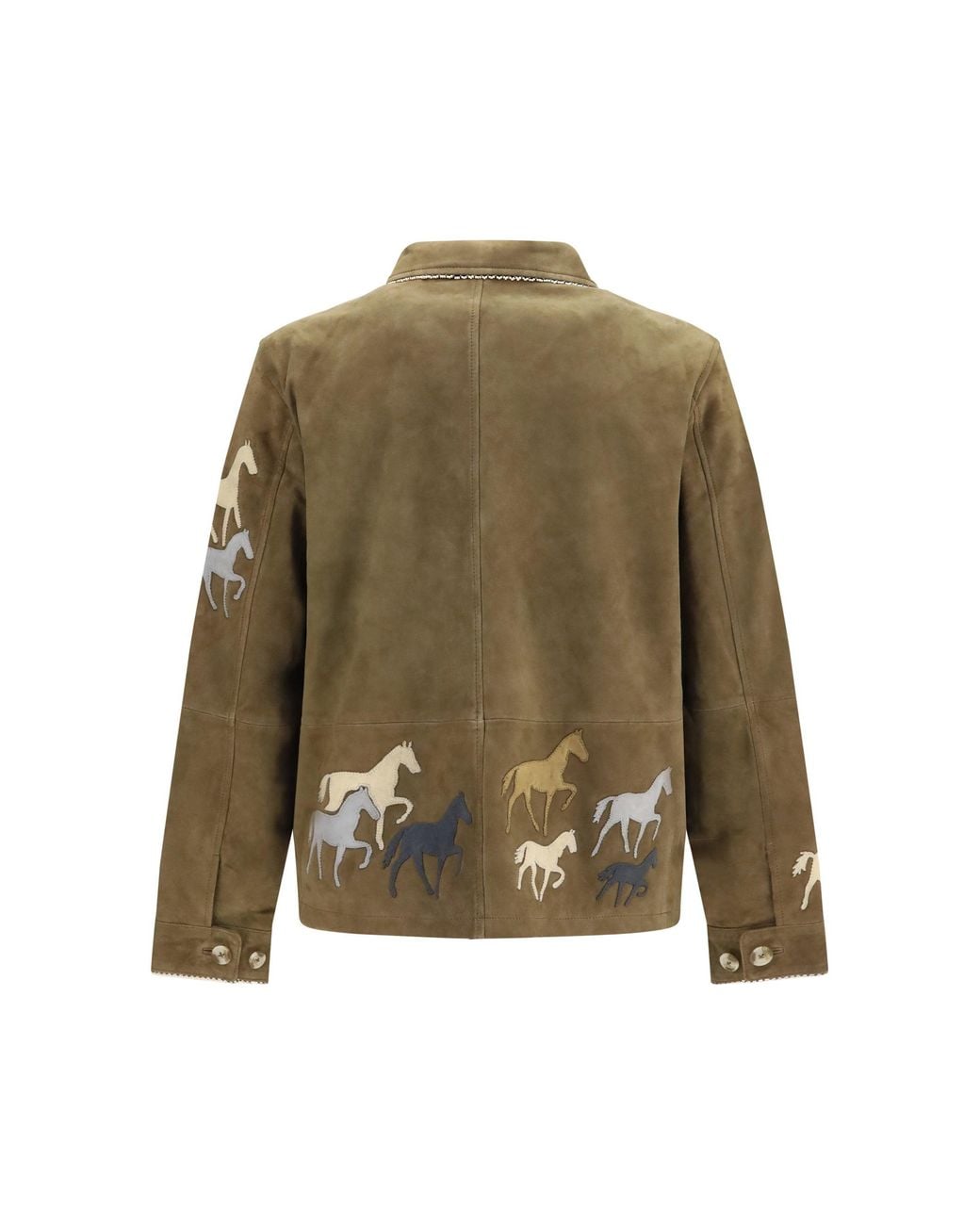 BAZISZT Green Valero Suede Jacket Khaki for men