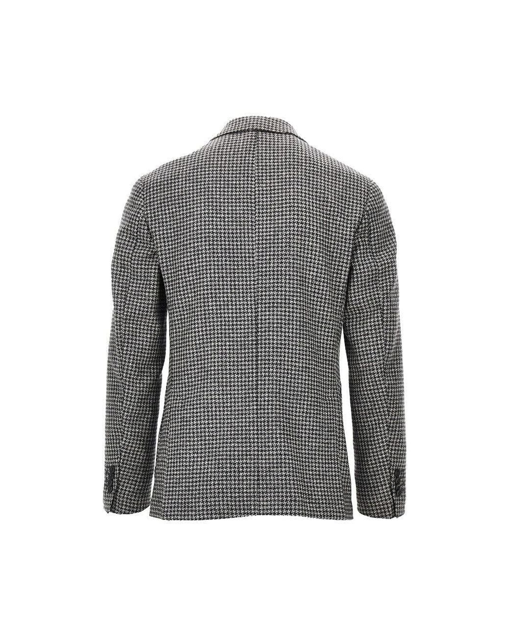 Santaniello Gray Houndstooth Wool Jacket for men